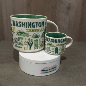 Starbucks Washington Evergreen State Green Ceramic Mug Duo